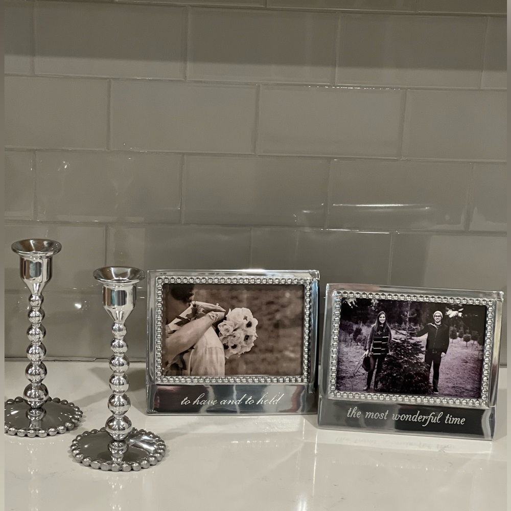 Mariposa picture frames and candle holder set